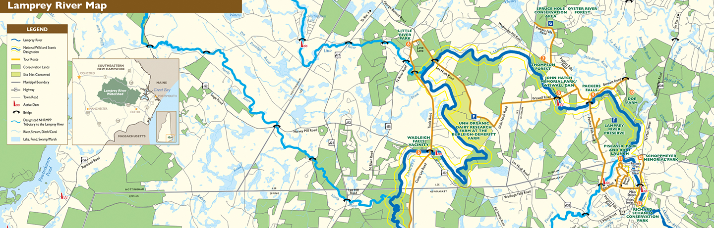 Detail of the Explore the Lamprey River Map 