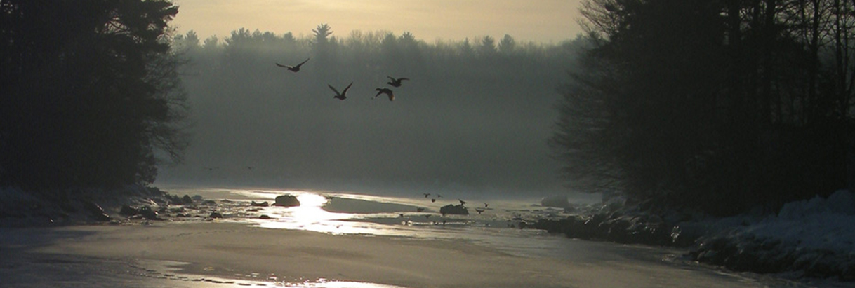 Lamprey River tidal portion in winter, photo by Rachel Stevens